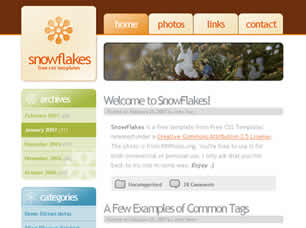 SnowFlakes Free Website Template