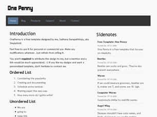 One Penny Free CSS Template